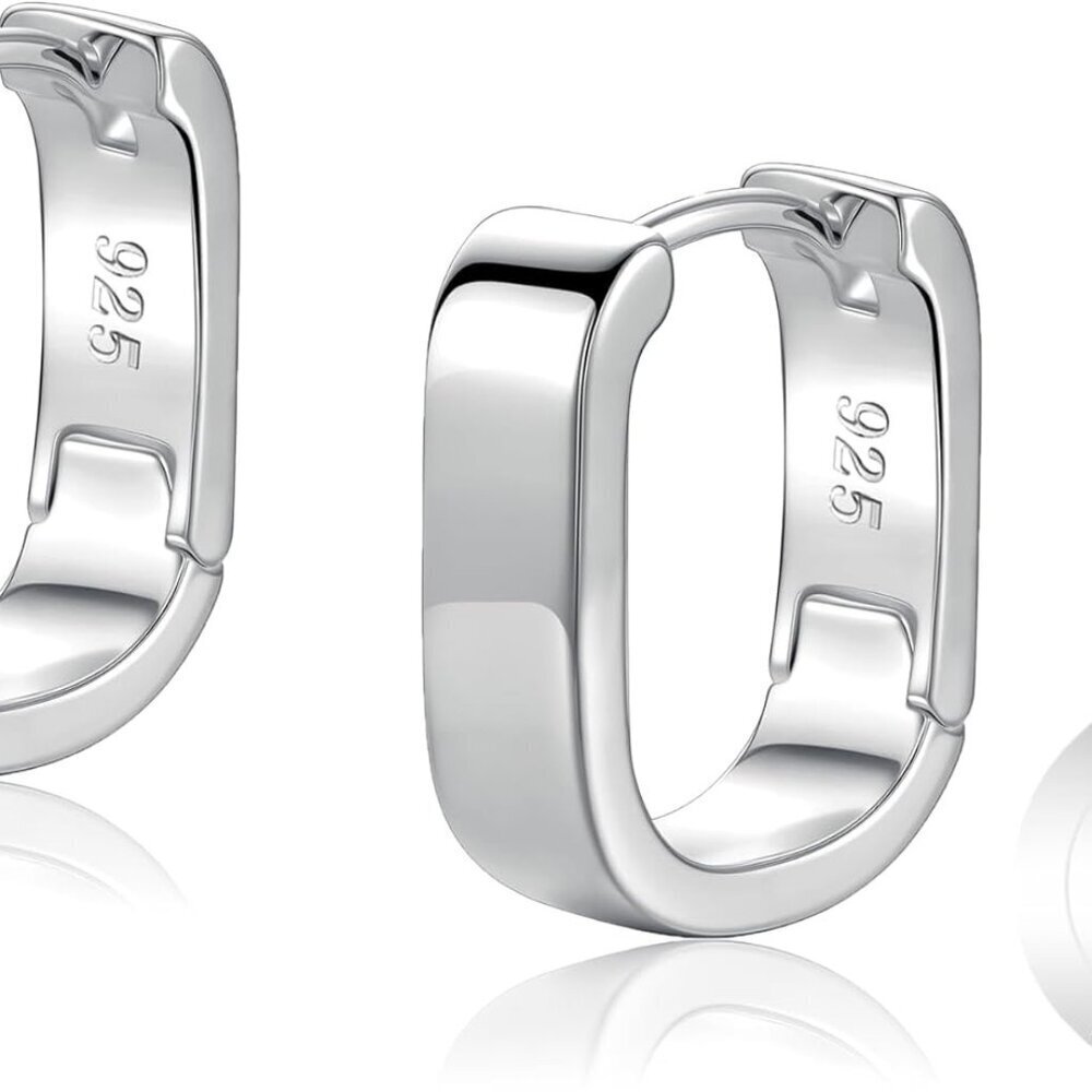 Sterling Silver Hoop Earrings Women Dainty Thick Hypoallergenic Jewelry Gift